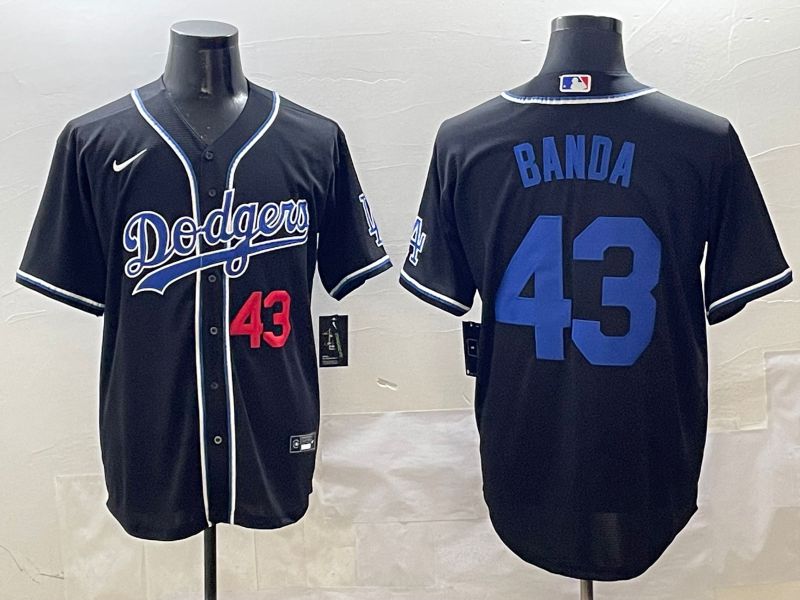 Men 2025 Los Angeles Dodgers 43 Banda Black Three generations Fashion Nike MLB Jersey style 7